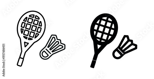 Badminton racket icon. racket game for app, ui, website. badminton png and vector illustration on transparent background