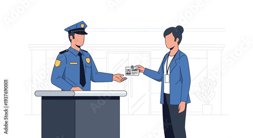 Customs officer checking passport vector