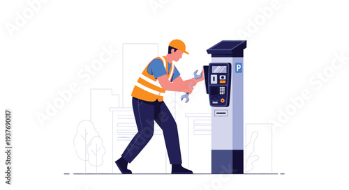 Parking meter maintenance technician vector