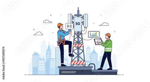 Telecom tower technicians maintenance vector