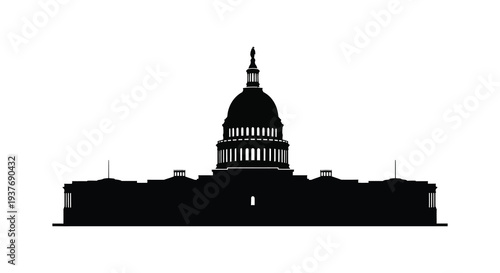 A stark black silhouette of the united states capitol building in washington d c silhouette high quality professional detailed