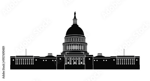 A striking black silhouette of the united states capitol building in washington dc silhouette high quality professional detailed