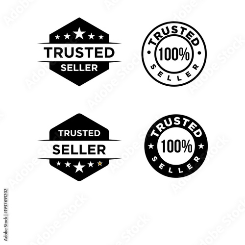 Trusted Seller Badge and 100% Trusted Seller Logo Set for Online Business Reliability