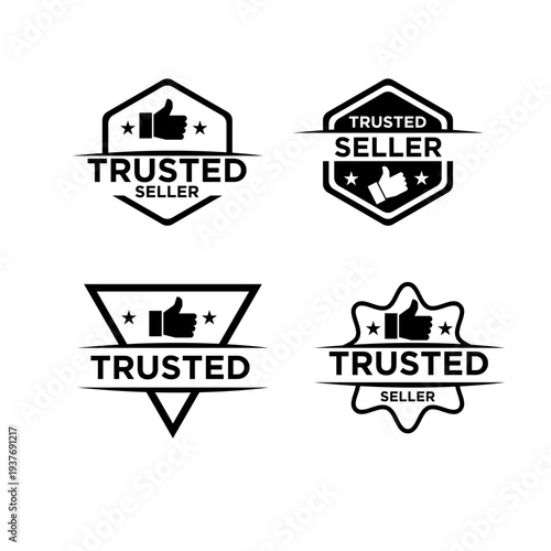 Trusted Seller Badges Set with Thumbs Up and Stars for E-commerce Business and Quality Assurance