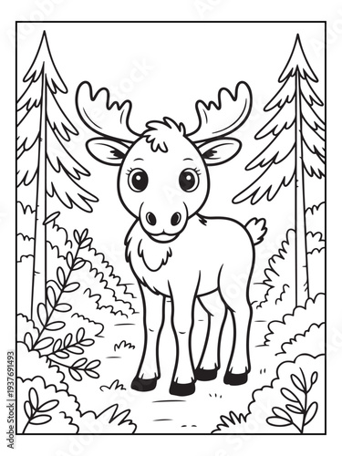 Obraz na plátně Cute animals with a forest background for kids, teens, and adults