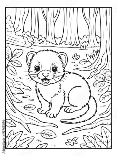 Obraz na plátně Cute animals with a forest background for kids, teens, and adults