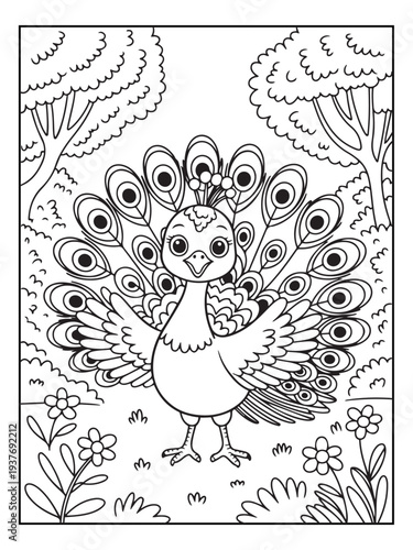 Quadro su tela Cute animals with a forest background for kids, teens, and adults