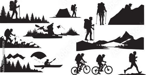 Adventure Explorer Silhouette Collection, Outdoor Lifestyle Vector Pack