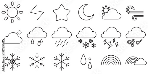 날씨 기호 모음1(날씨+기호+해+달+별+구름+눈+비+바람+번개+무지개)