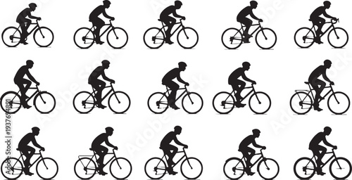 Bicycle Silhouette Collection, Cycling Transport Vector Pac