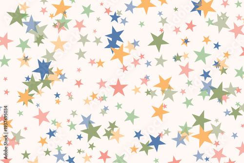 Bright Color stars confetti background. Splash effect banner. Vector abstract illustration with blurred drops of rain for wallpaper, wrapping paper, backdrop, poster, decorative designs.