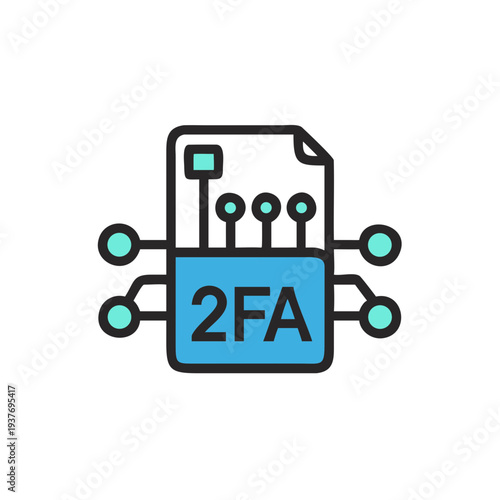 Flat vector 2fa icon icon isolated on white background