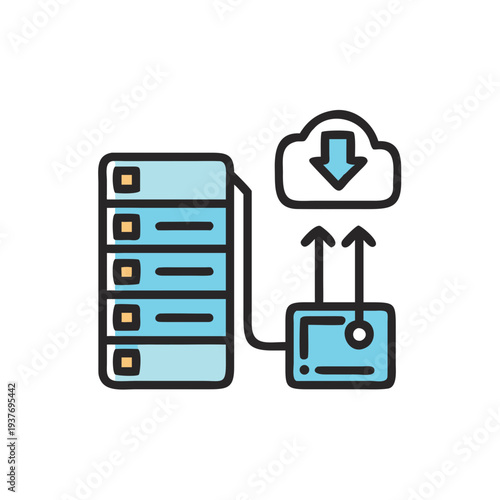 Flat vector backup drive icon isolated on white background
