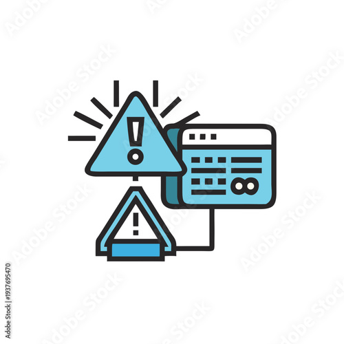 Flat vector data breach alert icon isolated on white background