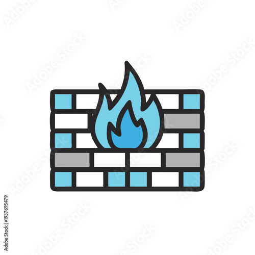 Flat vector firewall icon isolated on white background