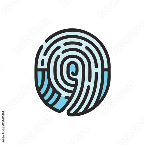 Flat vector fingerprint icon isolated on white background