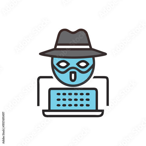 Flat vector hacker mask icon isolated on white background