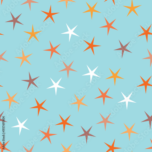 Seamless pattern with color stars, confetti background. Splash effect banner. Vector abstract illustration for wallpaper, wrapping paper, backdrop, textile etc.