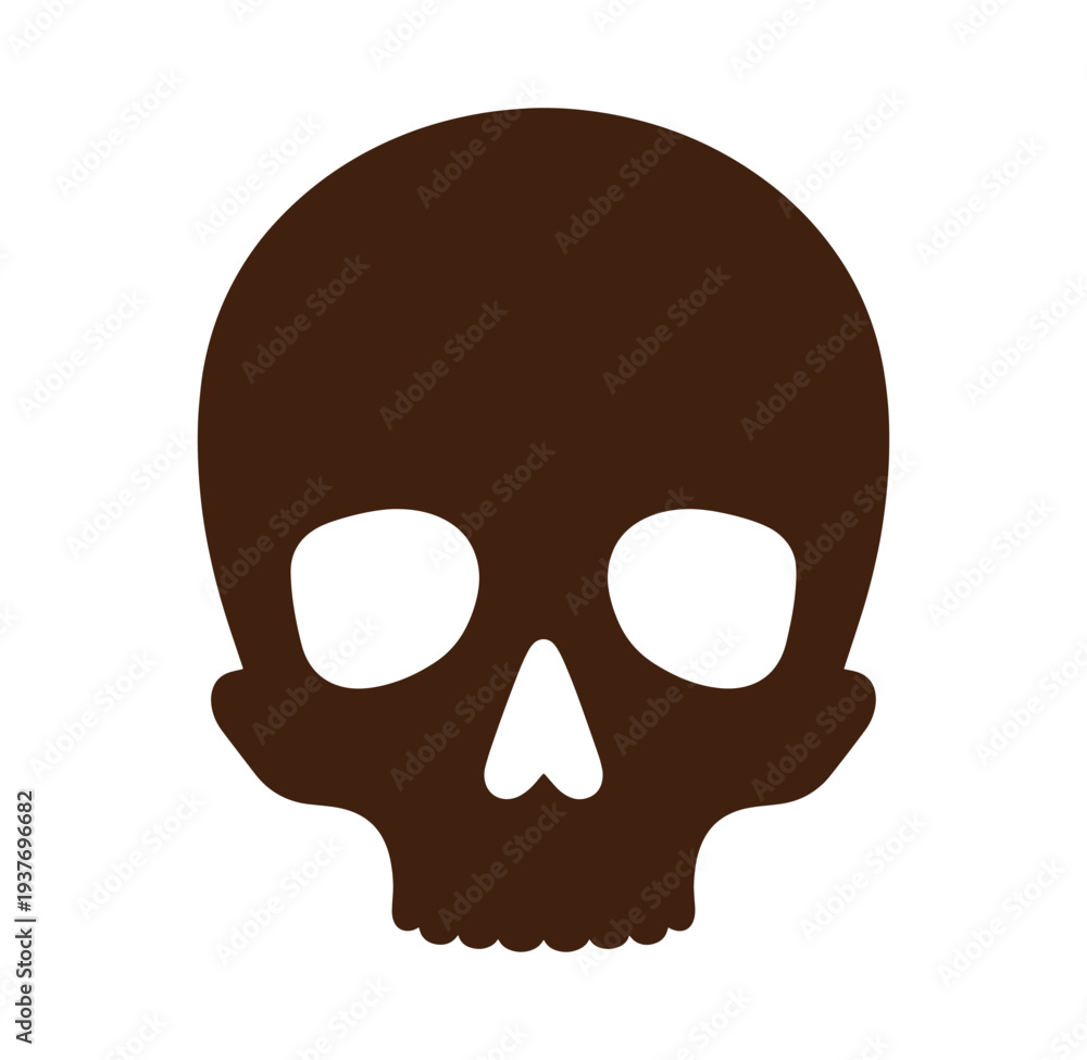 Fototapeta premium Brown skull icon on white background for design and illustration purposes