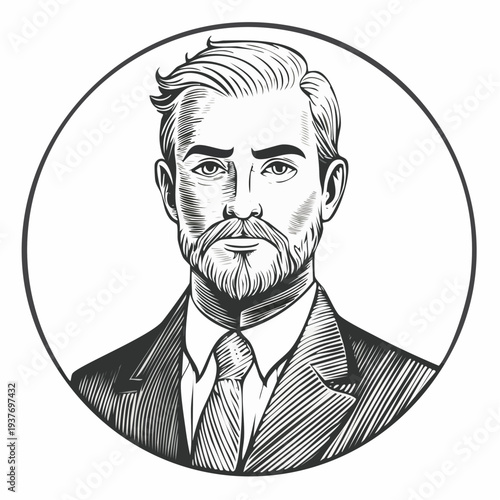 Sophisticated Hand-Sketched Portrait of a Well-Dressed Gentleman for Professional Avatars