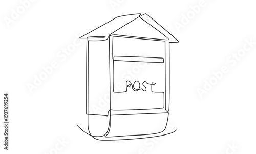 continuous line of box mail illustration