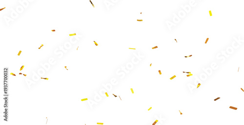 Festive gold confetti falling gently against a clean white background, celebrating success, joy, and special events. Perfect for party overlays and design elements.