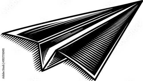 Sharp, angular paper airplane design suggests forward motion and new ideas.