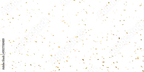 Dense scattering of golden confetti across a white background, evoking a feeling of jubilant celebration and prosperity.