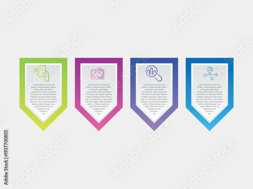 vector illustration infographic design template with 4 steps. Template for process, presentations, layout, banner, brochure.