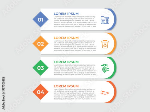 vector illustration infographic design template with 4 steps. Template for process, presentations, layout, banner, brochure.