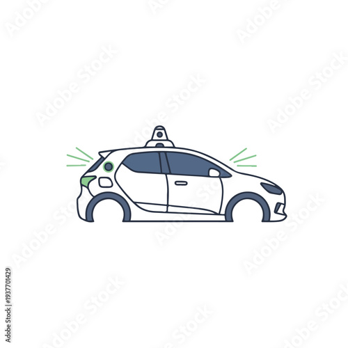 Autonomous vehicle with sensor technology on white background