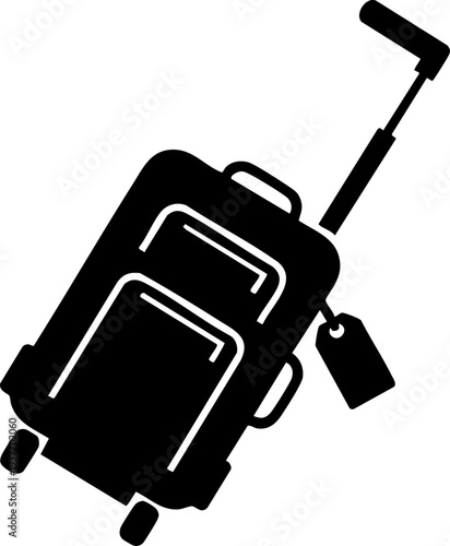 Rolling travel bag icon silhouette