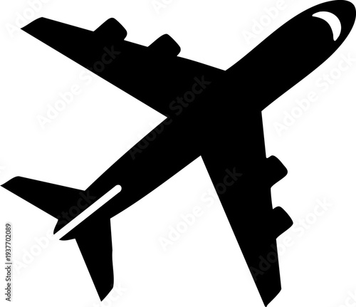 Top view airplane icon silhouette