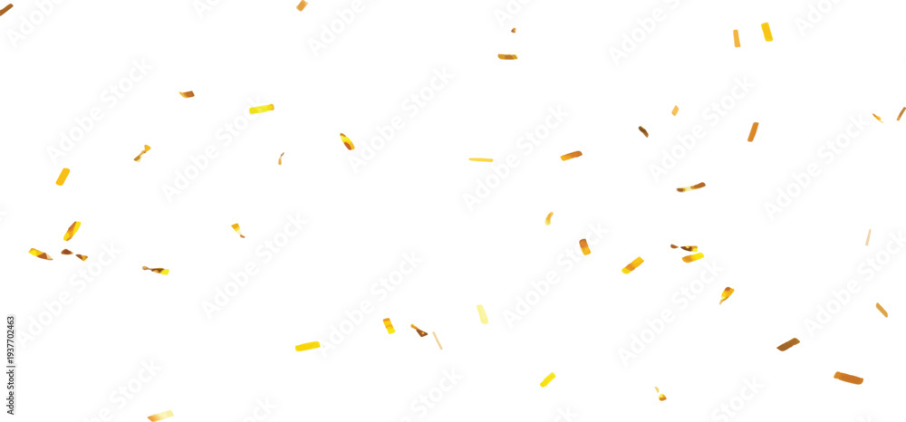 Naklejka premium A shower of golden confetti against a pure white background, perfect for adding a touch of sparkle and festivity to any design.