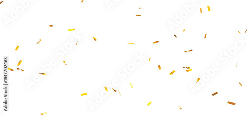 A shower of golden confetti against a pure white background, perfect for adding a touch of sparkle and festivity to any design.