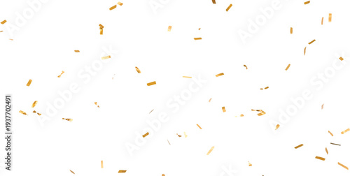 Gold confetti drifting down against a clean white backdrop, ideal for capturing moments of joy and achievement.