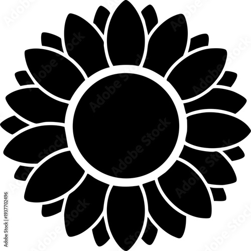 Detailed sunflower head silhouette