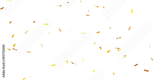 Festive gold confetti falling gently against a clean white background, celebrating success, joy, and special events. Perfect for party overlays and design elements.