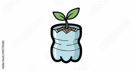 Eco-friendly seedling growing in a repurposed plastic bottle, symbolizing sustainability and green initiatives