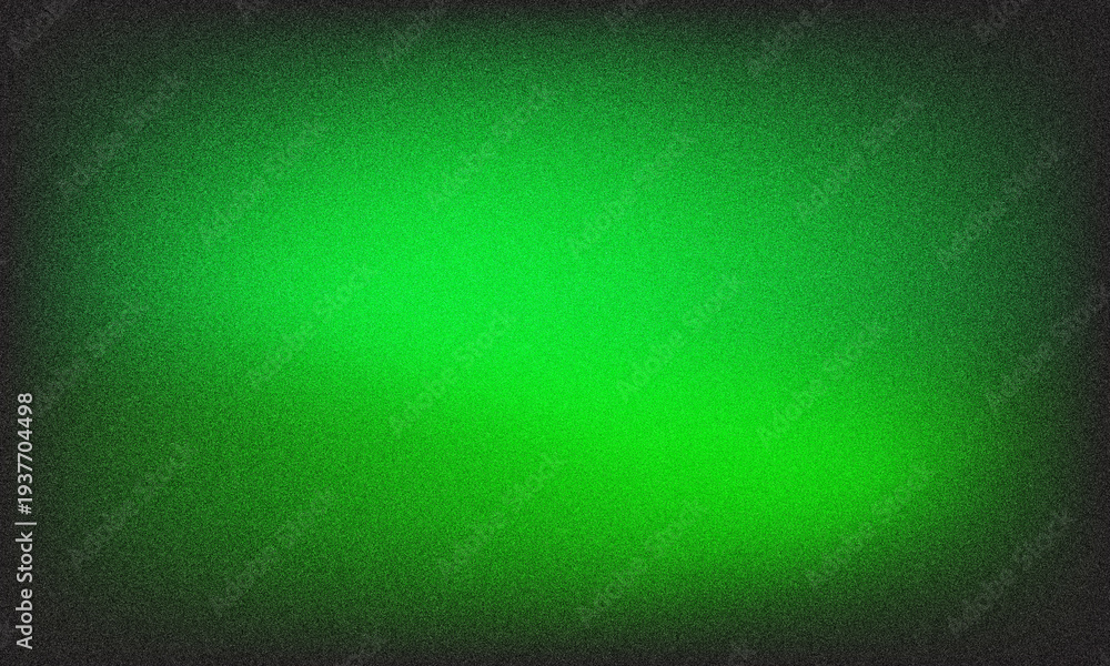 Fototapeta premium Grainy green gradient background with dark edges and bright center texture abstract Green abstract shape on dark grainy black background, glowing noise texture header, poster, banner, cover design