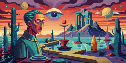 surreal enigmatic picture on canvas
