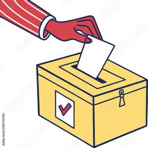 Election Voting Ballot Box Concept. Citizen Voting Ballot Box Illustration. Election Day Ballot Casting Scene. Democratic Voting Ballot Box Concept. Ballot Paper Casting In Election. Public Election