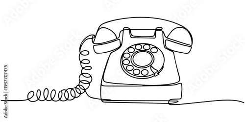continuous one line drawing Vector illustration of a rotary phone