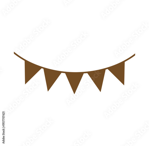 Brown triangular pennant banner on string for decoration or celebration