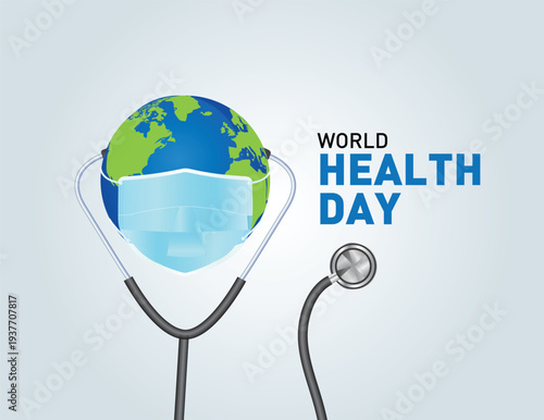World Health Day Concept. Heart and stethoscope vector design. Vector illustration for World Health Day in gray background