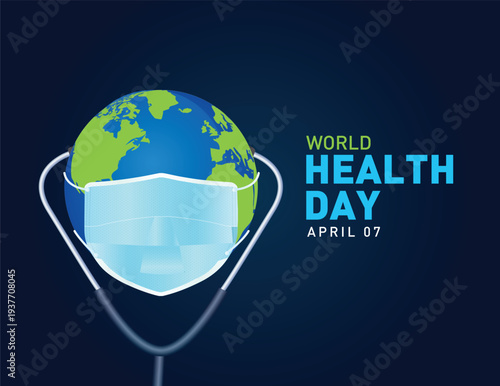 World Health Day Concept. Heart and stethoscope vector design. Vector illustration for World Health Day in gray background