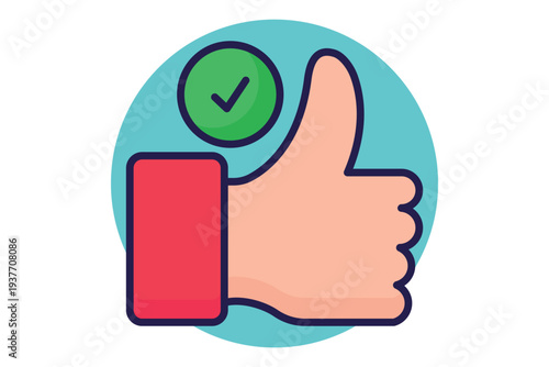 Thumb up icon. Lineal color icon style. Icon related to good. success elements vector illustration