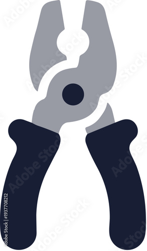 Flat Style Detailed Pliers Cutting Tool For Construction Maintenance Icon