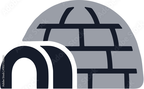 Flat Style Detailed Igloo Winter Dwelling Building Structure Illustration