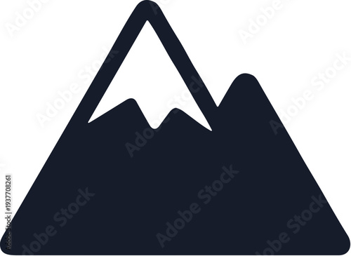 Minimalist Line Mountain with Snow Peak Landscape Scenery Nature Icon